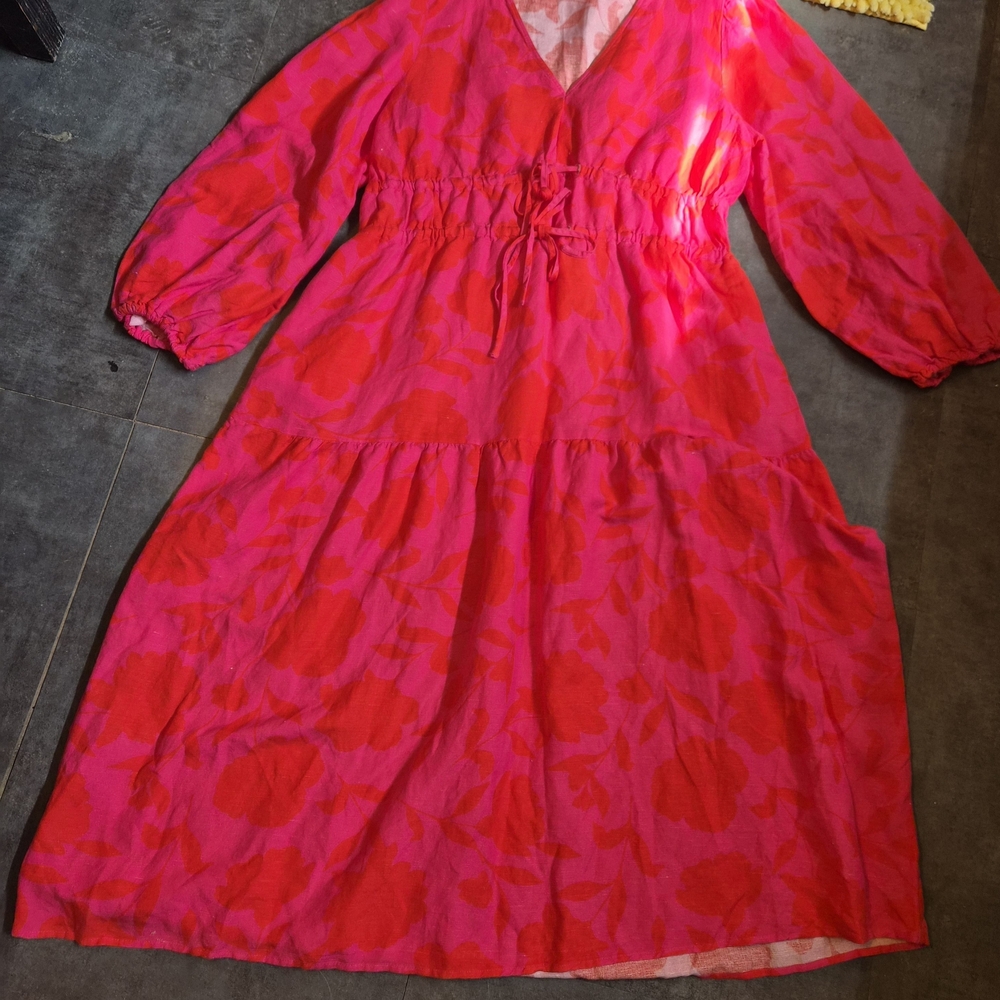 kate spade Fuchsia and Red Floral Drawstring Waist Tunic Dress - Picture 5 of 6